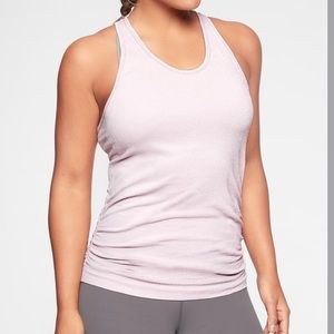 Athleta Speedlight Racerback Tank Top,
Soft Lilac with glitter stitching
